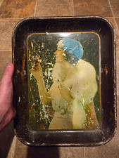 1921 Original Antique Coca-Cola Vintage Serving Tray Girl Stole Flapper picture