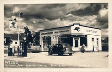 Socony Mobil gas station Machias Maine ME RPPC Photo Postcard COPY picture