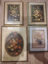 Lot of 4 Vintage Italian Gold Gilt Wood Florentine Wall Plaques Venice Italy MCM picture