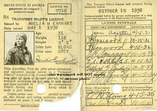 1930 Amelia Earhart Pilot's License PHOTO,No Joke Autograph / Signature Shown picture