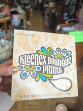 Vintage 1967 Kleenex Boutique Print Gold Paisley Napkins Box Sealed NOS Mod MCM picture