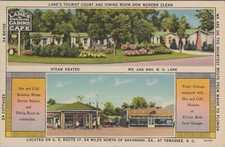 Melvin O. Lane Hampton County Lane's Tourist Court Dining SC Vtg Postcard CP329 picture