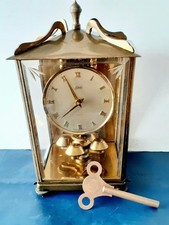 Vintage 1955 Schatz 400 Day Anniversary Clock Glass Brass West Germany Mantel picture