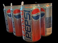 Vintage 1990's Crystal Pepsi empty cans 6 pack Original 1992 -1994 release era picture