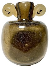 Beranek Skrdlovice Fumo Glass Vase Vlasta Lichtagova MCM Snail Handles 2.2lb picture
