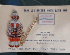 Vintage 1947 Clown Lou Jacobs Pin New Old Stock - Rare  picture