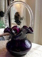 Vintage Fenton Dark Plum Basket EXQUISITE and RARE 8