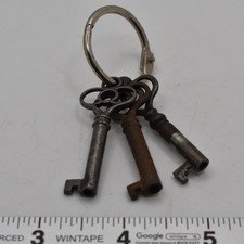 3 Antique Skeleton Barrel Keys picture