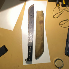 Nesco Japanese WW1 Machete Steel Blade Full Tang (blood stained sheath) picture