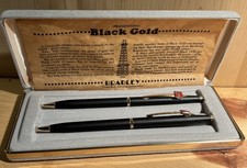 VTG Coca Cola Bradley Pen and pencil Set 23kt Black /Gold Plated with paper work picture