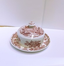 ENOCH WEDGWOOD ROUND COVERED BUTTER DISH ROYAL HOMES OF BRITAIN PINK 7