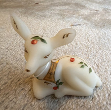 Fenton Handpainted Deer/Fawn Figurine by C. Wallace White with Floral Accents picture