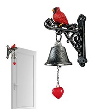 Red Cardinal Bird Dinner Bell Cast Iron Wall Mounted Retro Garden Decorative picture