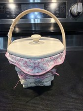 Longaberger 2001 Whitewashed Horizon Of Hope Fabric Protector Tie On Lid Basket picture