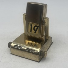 Vintage Perpetual Flip Desktop Calendar Gold Tone Metal Works Great 1950’s picture