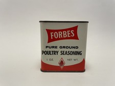 Vintage Forbes Poultry Seasoning 1 oz Spice Tin-Still Full- In Great Shape picture