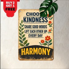 Living Life In Peace Harmony Sign Vintage Inspirational Tin Metal Plaque picture