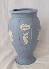 Vtg WEDGEWOOD Blue Jasperware Millenium 2000 Collection Dancing Hours Vase 8