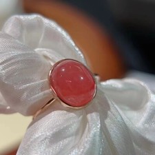 Genuine Natural Rose Rhodochrosite Lady Adjustable Size Round Ring AAAA picture