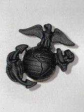 Vintage USMC Eagle Globe Anchor Black Screwback Collar Pin EGA Insignia G-GI⁠ picture