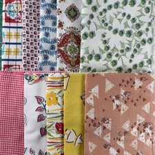 10 pc Vtg Feed Sack Flour Sack Cotton Quilt Fabric Lot FQ Remnants Floral Geo  picture