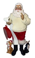 Fun Vintage Cloth Mache Santa W / Dogs Christmas 10 Inch Figurine picture