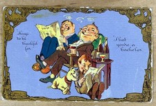 Vintage 1900s (1909) Humorous Cartoon Postcard Bachelor Thanksgiving Series 5.5” picture