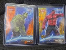 Topps 2025 Chrome Marvel Orange #27 Hulk Bruce Banner 06/25 SSP & Red Hulk 33/50 picture