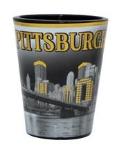 Pittsburgh Pennsylvania B & W Gold Shot Glass picture