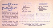 NABISCO Shredded Wheat Recipe Card National Biscuit Company 1930s-50s Food Ad picture