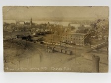 Waseca, MN, RPPC, Bird’s Eye View, Loon Lake, Blue Jay Coffee, Church, Unposted picture