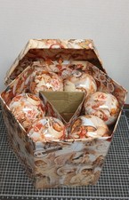 Vtg Christmas Decoupage Angel Ornaments Paper Mache Original Hexagon Box Set/12 picture