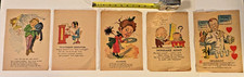 5 DIFFERENT ANTIQUE VINEGAR VALENTINES HUSBAND OPERATOR MAID INSURANCE DRUGGIST picture