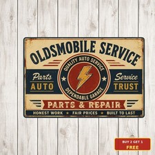 Oldsmobile Auto Service Repair Parts Metal Sign Retro Garage Gas Station Plaque picture