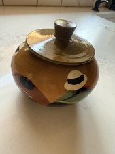Vintage Mexican Tlaquepaque Hand Painted Sugar Bowl Azucarera 1930s Folk Art picture