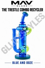 MAV GLASS, THE TRESTLE COMBO RECYCLER, WATER PIPE, BONG, HOOKAH, BLUE W/ OOZE picture