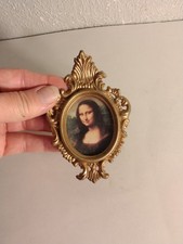 Vintage Mona Lisa Miniature Art Gold Frame Hong Kong picture