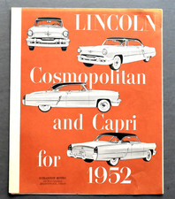 ORIGINAL 1952 LINCOLN COSMOPOLITAN & CAPRI SALES BROCHURE ~ 12 PAGES ~ 12