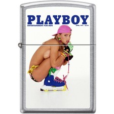 Zippo Windproof Pocket Lighter Playboy April 1991 Street Chrome Metal XC534 picture
