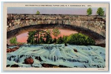 c1930's Bog River Falls and Bridge Tupper Lake NY Adirondack Mts. Postcard picture