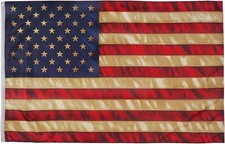 Vintage American Flag 3X5 Ft Tea Stained American Flags Heavy Duty Old Antiqued picture