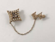 Vintage 10k Gold Alpha Sigma Alpha Sorority Badge Pearl Pin 406 KK picture