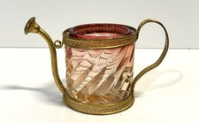 Antique Baccarat France Glass & Gilt Ormolu Watering Can Form Dresser Jar No Lid picture