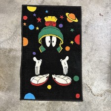 90s Marvin Martian Looney Tunes Carpet Rug Rare Vintage Nylon 22x35 HIGH Quality picture