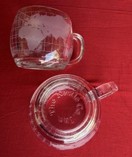Vintage NESTLE Co Inc Coffee Cup Etched Clear Glass World Globe Mug picture