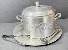 1950's Mid Century Everlast Hand Forged Aluminum Metal Ice Bucket w/plate picture