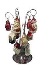 VTG Antique 12 Variety Assorted Mercury Glass Ornaments Santa Claus, Houses 40's picture