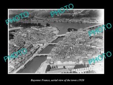 OLD LARGE HISTORIC PHOTO BAYONNE FRANCE AERIAL VIEW OF TOWN c1920 picture