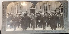 Stereoview Keystone View Co. Clemenceau Wilson Lloyd Leaving Versailles WWI  picture