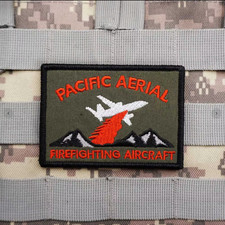 VINTAGE STYLE PACIFIC AERIAL FIREFIGHTING AIRCRAFT EMBROIDERED IRON-ON PATCH... picture